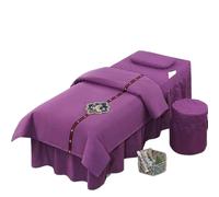 Funda Camilla Masaje Juego de Ropa de Cama for salón de Belleza, sábanas Gruesas for SPA y Masaje, Funda de Almohada y edredón, 4 Uds.(Purple,185x70)