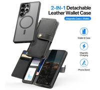Funda Cartera Desmontable 2 en 1 DUX DUCIS para Samsung Galaxy S26 Ultra S26 Plus S25 Edge S25, Funda Magnética de Cuero con Ranuras para Tarjetas Azul cielo