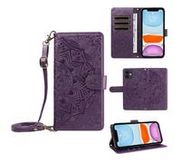 Funda Cartera para Xiaomi Redmi 13/Poco M6 4G/Poco M6 Plus, Funda Libro de Cuero con Tarjetero, Cremallera, Correa Bandolera, Magnético, Soporte, Carcasa Antigolpes Elegante para Mujer,Morado
