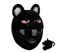 Funda Casco Moto Halloween, Cubierta de Casco de Motocicleta de Felpa de Calabaza/Conejo/Gato Negro/Diablillo, Divertida Funda para Casco de Moto, Accesorios para Cascos Completos (Gato Negro)