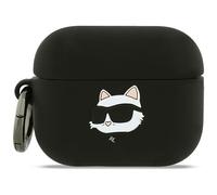 Funda Case AirPods Pro 3 Karl Lagerfeld Silicona Negra Logo Gato 3D
