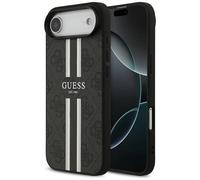 Funda Case iPhone 17 Air Guess MagSafe Cuero Sintético Gris Logo Rayas