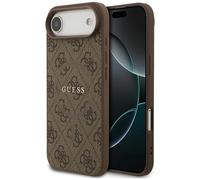 Funda Case iPhone 17 Air Guess MagSafe Cuero Sintético Marrón Logo Dorado