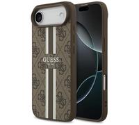 Funda Case iPhone 17 Air Guess MagSafe Cuero Sintético Marrón Logo Rayas