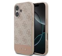 Funda Case iPhone 17 Guess Classic Cuero Sintético Rosa Con Patrón Logo Dorado