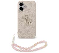 Funda Case iPhone 17 Guess Cuero Sintético Rosa Gran Logo Color Oro Cadena