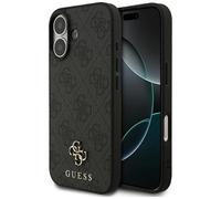 Funda Case iPhone 17 Guess MagSafe Cuero Sintético Gris Logo Dorado