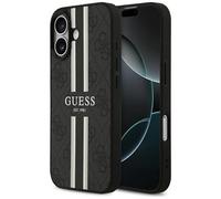 Funda Case iPhone 17 Guess MagSafe Cuero Sintético Gris Logo Rayas