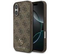 Funda Case iPhone 17 Guess MagSafe Cuero Sintético Marrón Logo Dorado