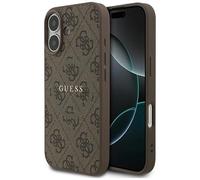 Funda Case iPhone 17 Guess MagSafe Cuero Sintético Marrón Logo Dorado