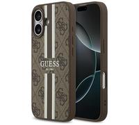 Funda Case iPhone 17 Guess MagSafe Cuero Sintético Marrón Logo Rayas