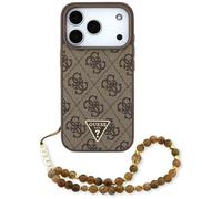 Funda Case iPhone 17 Pro Guess Cuero Sintético Marrón MagSafe Logo Cadena
