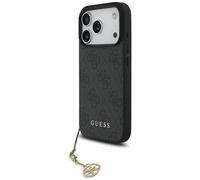 Funda Case iPhone 17 Pro Guess MagSafe Cuero Sintético Gris Con Cadena Dorada