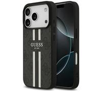Funda Case iPhone 17 Pro Guess MagSafe Cuero Sintético Gris Logo Rayas
