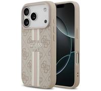 Funda Case iPhone 17 Pro Guess MagSafe Cuero Sintético Rosa Logo Rayas