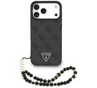 Funda Case iPhone 17 Pro Max Guess MagSafe Cuero Sintético Gris Logo Cadena