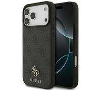Funda Case iPhone 17 Pro Max Guess MagSafe Cuero Sintético Gris Logo Dorado