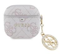Funda Case Para Apple AirPods 4 Guess Cuero Sintético Rosa Cadena Metálica