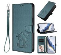 Funda Case para ZTE Blade A35E Funda de Cuero Flip Case Gato Funda Cartera Flip Cover Funda con Soporte Tarjetero Funda Funda Libro para ZTE Blade A35E Verde