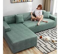 Funda Chaise Longue 2 Uds Estiramiento Seccionales Funda Para Sofà Con Funda De Almohada Funda Sofa Chaise Longue Antideslizante Resistente A Las Manchas Universal-verde oscuro-2 plazas+2 plazas