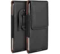 moex Funda Plug Case compatible con Nokia 235 4G (2024) funda con clip para cinturón, funda para teléfono móvil de piel vegana, funda para teléfono móvil, funda plegable - Negro