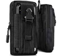 ONEFLOW Funda de supervivencia para Xiaomi Redmi Note 14 Pro+ 5G, funda de nailon con mosquetón, funda táctica EDC con soporte para cinturón, funda para teléfono móvil, color negro