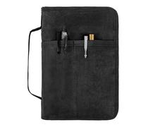 Funda clásica de lona encerada con cremallera para cuaderno, bolsa para diario, funda para cuaderno de notas de campo, cubierta impermeable para blocs de notas de 5x8, cuaderno de viaje A5 (Negro)