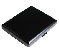 Funda clásica de metal para cigarrillos/tarjetas de crédito - Estuche para damas y caballeros, estuche portátil para 18-20 cigarrillos de 100 mm (Negro jet, 100's 20 piezas)