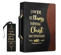 Funda clásica para la Biblia, FINPAC de piel vegana, bolsa protectora de la iglesia, con asa, regalo perfecto para hombres, mujeres, padre, madre, amigos (tamaño mediano), color negro