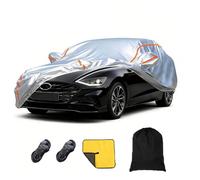Funda Coche Antigranizo Anti-UV Resistente a La Lluvia Nieve Viento Polvo Y Rasguño con Cremallera, Lona Coche Exterior,Silver-FitsSonataHyundai