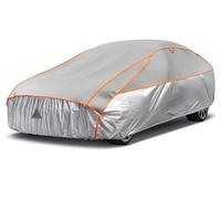 Funda Coche Antigranizo, Kayme Cubre Coches Exterior Impermeable Transpirable Antipolvo Anti-UV, Funda Repelente Cubierta para Coche con Tira Reflectante para Sedán (450 a 475 cm) 3L Gris