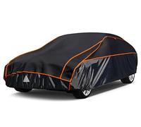 Funda Coche Antigranizo, Kayme Cubre Coches Exterior Impermeable Transpirable Antipolvo Anti-UV, Funda Repelente Cubierta para Coche con Tira Reflectante para Sedán (495 a 545 cm) 3XXL Negro