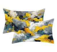 Funda Cojin 20x30 Amarillo Decorativo Almohadas Juego de 2 Rectangular Cojines Fantasía Lino Funda Almohada 30x20 Impresión de Doble Cara, Cremallera Invisible, Decoracion Cama Hogar Sofa Jardín,241-j