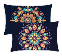 Funda Cojin 20x30 Marina de Guerra Decorativo Almohadas Juego de 2 Rectangular Cojines Mandala Terciopelo Funda Almohada 30x20 Impresión de Doble Cara, Cremallera Invisible, Decoracion Hogar,1053-j