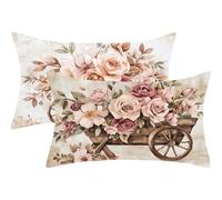 Funda Cojin 25x50 Juego de 2 Retro Cojines Exterior Jardín Funda Almohada Rectangulares Lino Decorativos Cushion Covers con Cremallera Invisible para Sala Estar Sofá Decoracion Otoño Regalos,J603