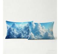 Funda Cojin 30 x 50, Funda Almohada 50 x 30 cm 2 Pack, Fundas Cojines Cama Decorativos Nube, Fundas de Cojines Sofa White Cremallera Invisible para Personas Que Sudan con Facilidad Regalo BZTH-2312