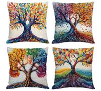 Funda Cojin 30x30 cm,Juego de 4 Fundas de Cojines Árbol de la vida Terciopelo Cuadradas Cojines Exterior Impermeable con Cremallera Invisible,Patio al Aire Libre,Jardín Sofa Decoración Cojin Color M15