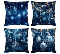 Funda Cojin 30x30 cm,Juego de 4 Fundas de Cojines Navidad Terciopelo Cojines Exterior Impermeable con Cremallera Invisible,Patio al Aire Libre,Jardín Sofa Decoración Cojin Marina de guerra M1349