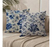 Funda Cojin 30x30 Marina de Guerra Cojines Exterior Terciopelo Flor Fundas para Almohadas con Cremallera Oculta, Cojines Decorativos Sofá Silla Patio Jardín Terraza Otoño, Regalos, Juego de 2 1B-252