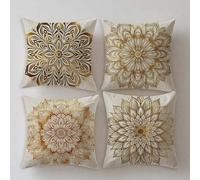Funda Cojin 30x30cm Cojines Exterior Impermeable Datura Juego de 4 Impresin de Doble Cara Cuadradas Lino Muebles de Jardin Funda Almohada Dorado,Primavera Verano Terraza,con Cremallera Oculta S773