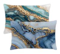 Funda Cojin 30x40 Azul Decorativo Almohadas Juego de 2 Rectangular Cojines Mármol Terciopelo Funda Almohada 40x30 Impresión de Doble Cara, Cremallera Invisible, Decoracion Cama Hogar Sofa Jardín,105-j