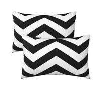 Funda Cojin 30x50 cm Blanco Y Negro Cojin Exterior Jardin Impermeable 2 Piezas, Fundas Cojines Rayas Almohada, Sofa Exterior Fundas de Cojines Decorativos para Jardin Coche Patio Hogar 12x20 Inch