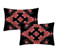 Funda Cojin 30x50 cm Cojines Exterior Impermeable Juego de 2 de Terciopelo Fundas Cojine Hogar Decorativa Rectangulares Almohadas Fundas para Sofá Silla Habitacion Mandala Funda Almohada Negro qq-208