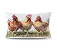 Funda Cojin 30x50 cm Juego de 1 Funda Almohada Cortijo, Terciopelo Cojines para Sofa Impresión de Doble Cara Rectangular Cojines Decorativos para Dormitorio, Cama, Silla, Regalo Mujer (Pollo) Q9-612