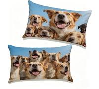 Funda Cojín 30x50 cm Juego de 2 MarróN, Funda Almohada 30 x 50 cm, Lino Cojines para Sofa Perro Patrón Impresión a Doble Cara HD para Exterior Primavera y Verano Decorativos, Regalo Mujer S-620386