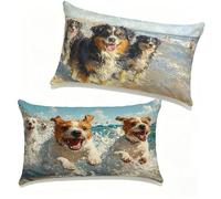 Funda Cojín 30x50 cm Juego de 2 Perro, Funda Almohada 30 x 50 cm, Lino Cojines para Sofa Seao Patrón Impresión a Doble Cara HD para Exterior Primavera y Verano Decorativos, Regalo Mujer 8-264066