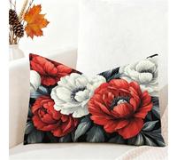 Funda Cojin 30x50 cm Rojo Funda Almohada Juego De 1 Fundas Cojines Beige Terciopelo Cojines Rectangulares con Cremallera Invisible, Decorativos Navideña Jardín Sala de Estar Sofá Dormitorio 1h-649