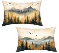 Funda Cojin 30x50 Juego de 2 Cojines Sofa Exterior Jardin Bosques Cojines Exterior Impermeable Terciopelo Funda Almohada para Dormitorio Jardín Balcón Sofá Cama Camping, Home Decoration, naranja x-799