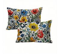 Funda Cojin 30x50 Primavera Juego de 2, Flores Fundas Cojines Exterior Impermeable, Lino Funda de Almohada con Cremallera Oculta, Suave Cómodo y Fácil Cuidado, Adecuado para Sofá, Cama, Jardín K2-273