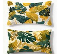 Funda Cojin 30x50cm Juego de 2 Fundas de Cojines Verde Cojines Sofa Hoja,2026 Nuevo Rectangulares Terciopelo Impresión a Doble Cara Funda Almohada para Dormitorio Hogar Habitacion Decoracion O-1192U